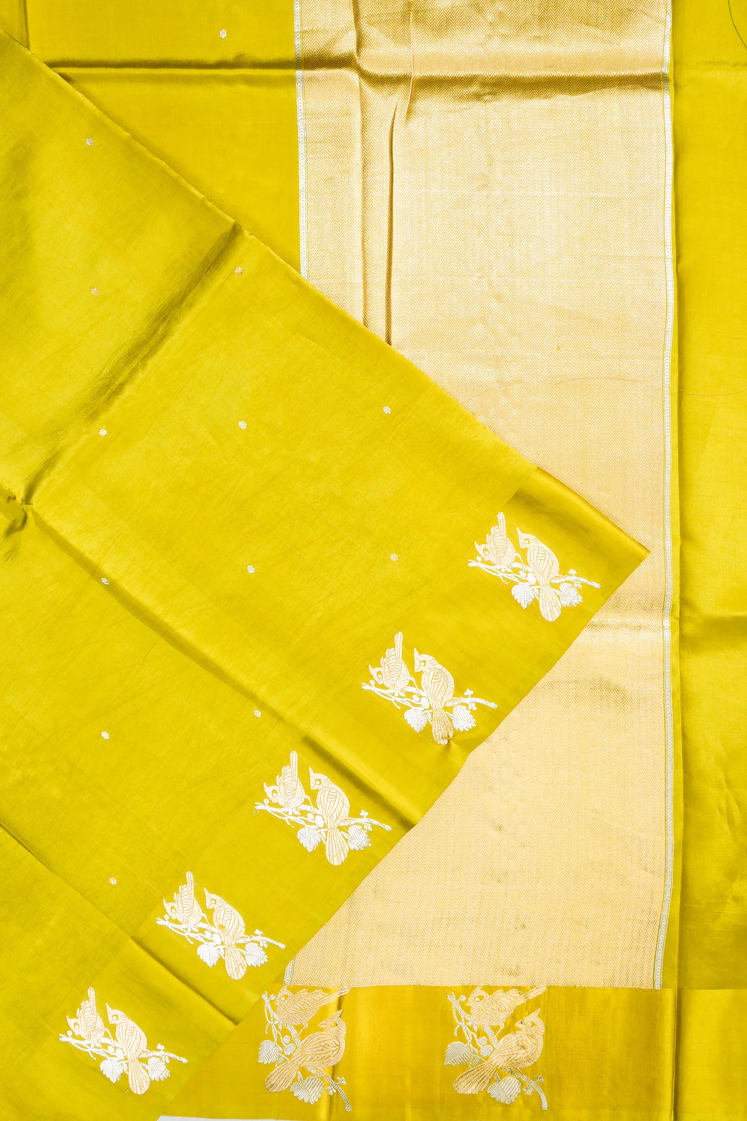 Banarasi Katan Silk Butta Mehendi Green Saree