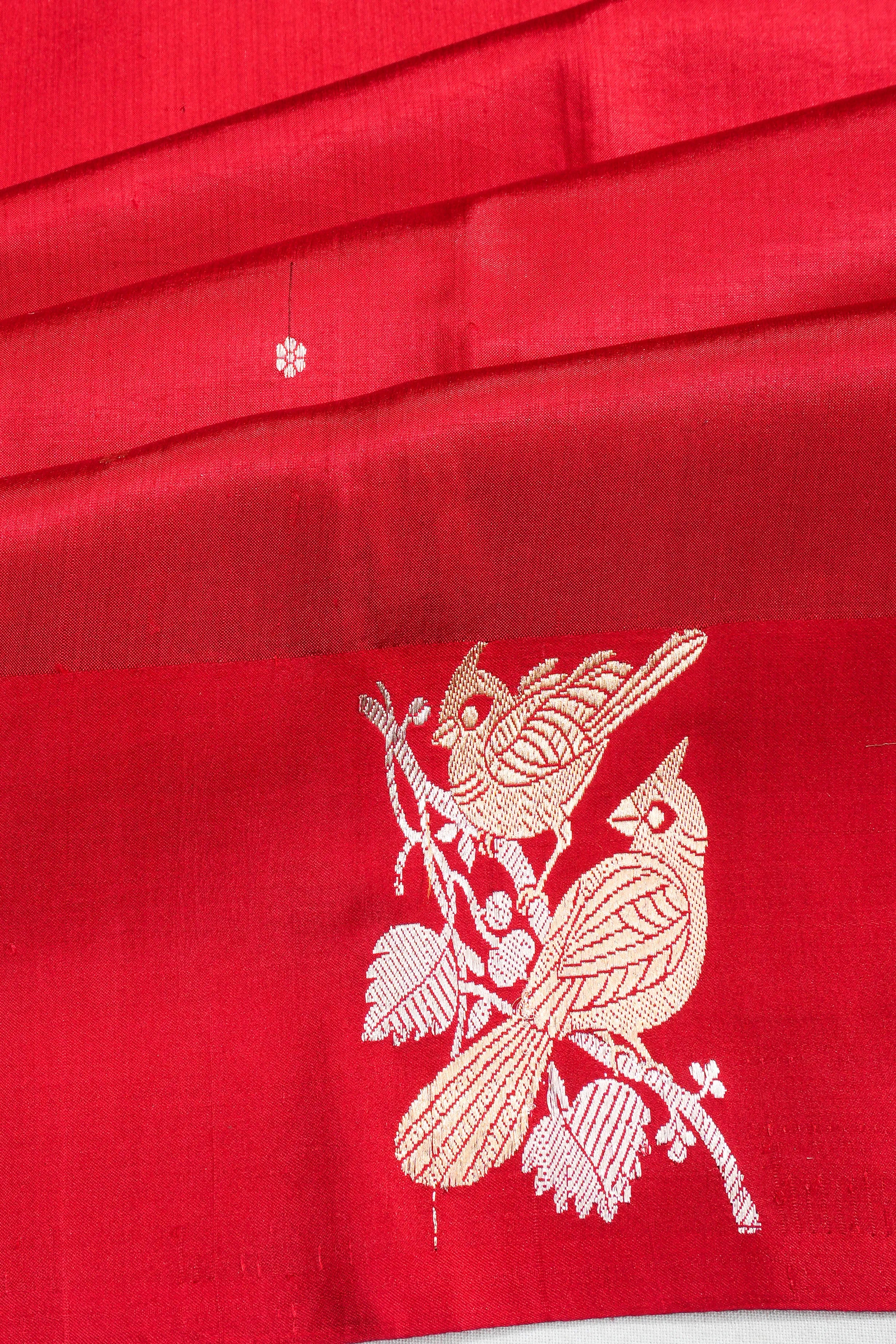 Banarasi Katan Silk Butta Red Saree