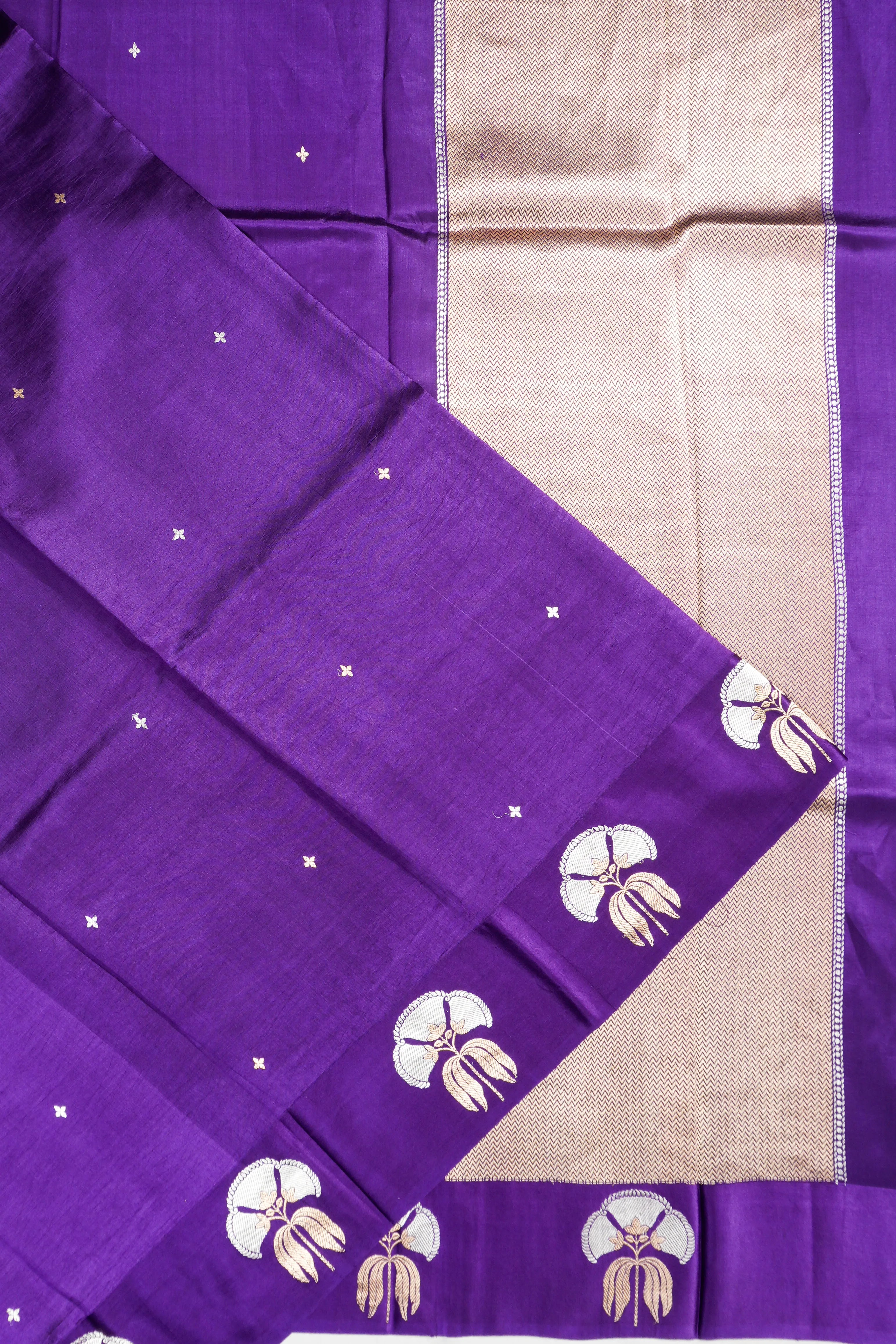Banarasi Katan Silk Butta Violet Saree