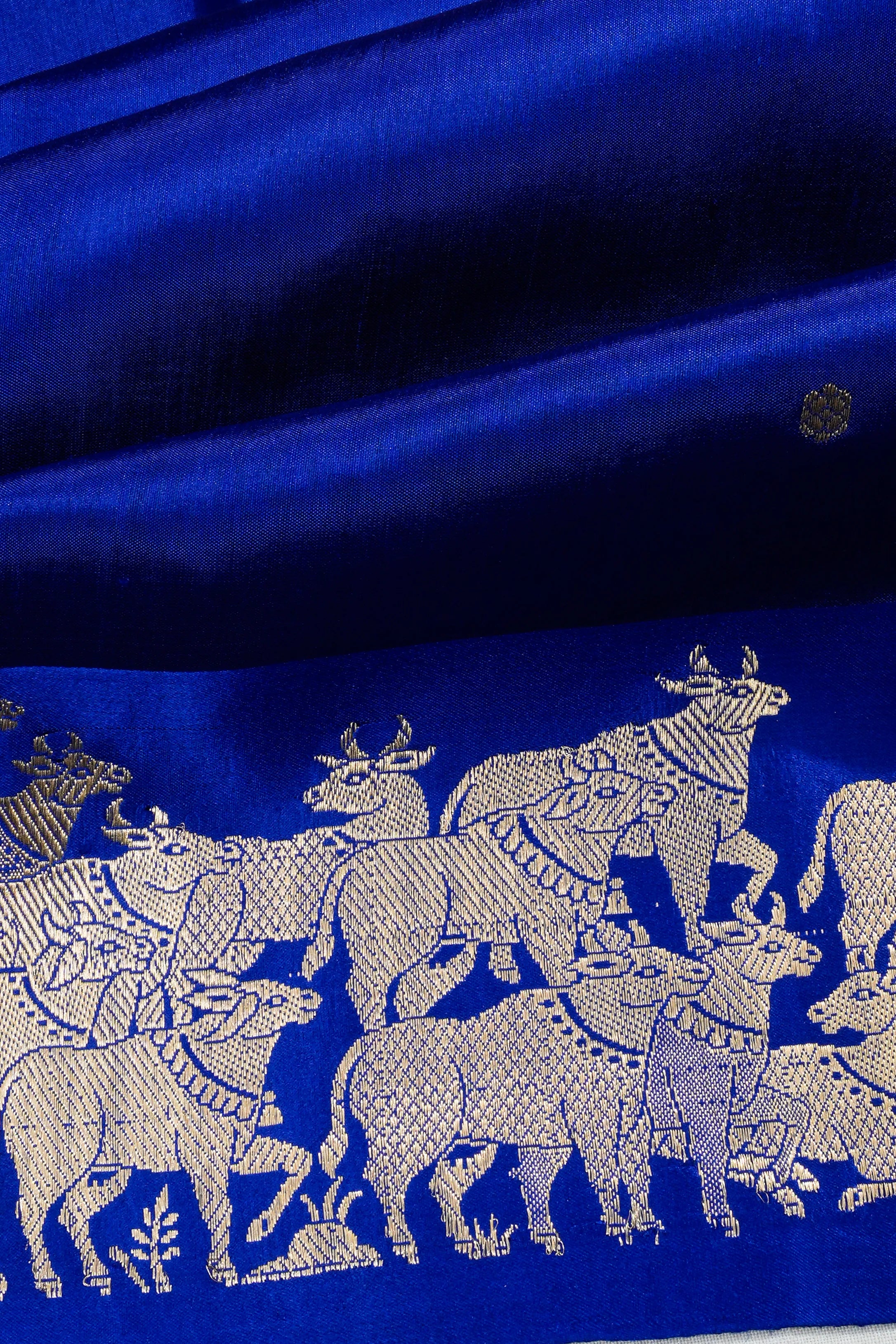 Banarasi Katan Silk Butta Royal Blue Saree