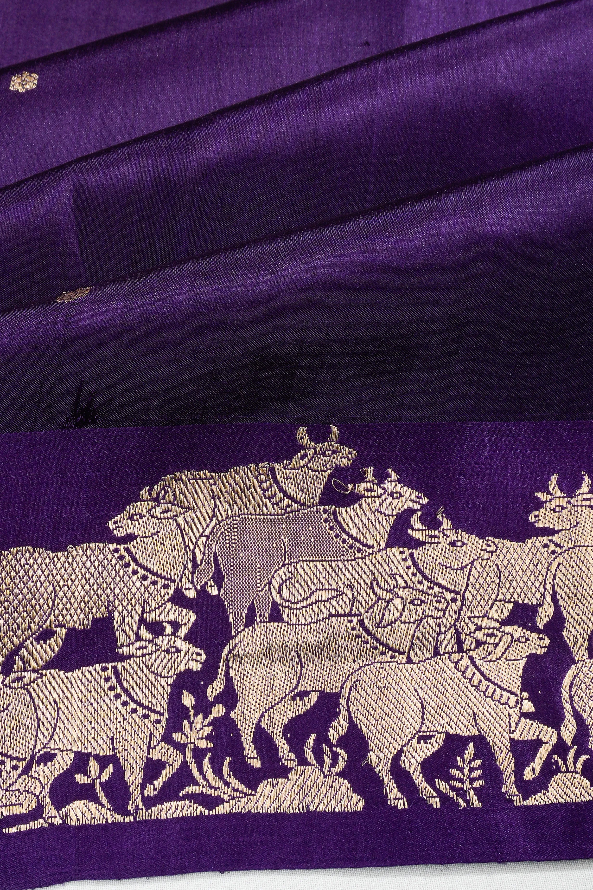 Banarasi Katan Silk Butta Violet Saree