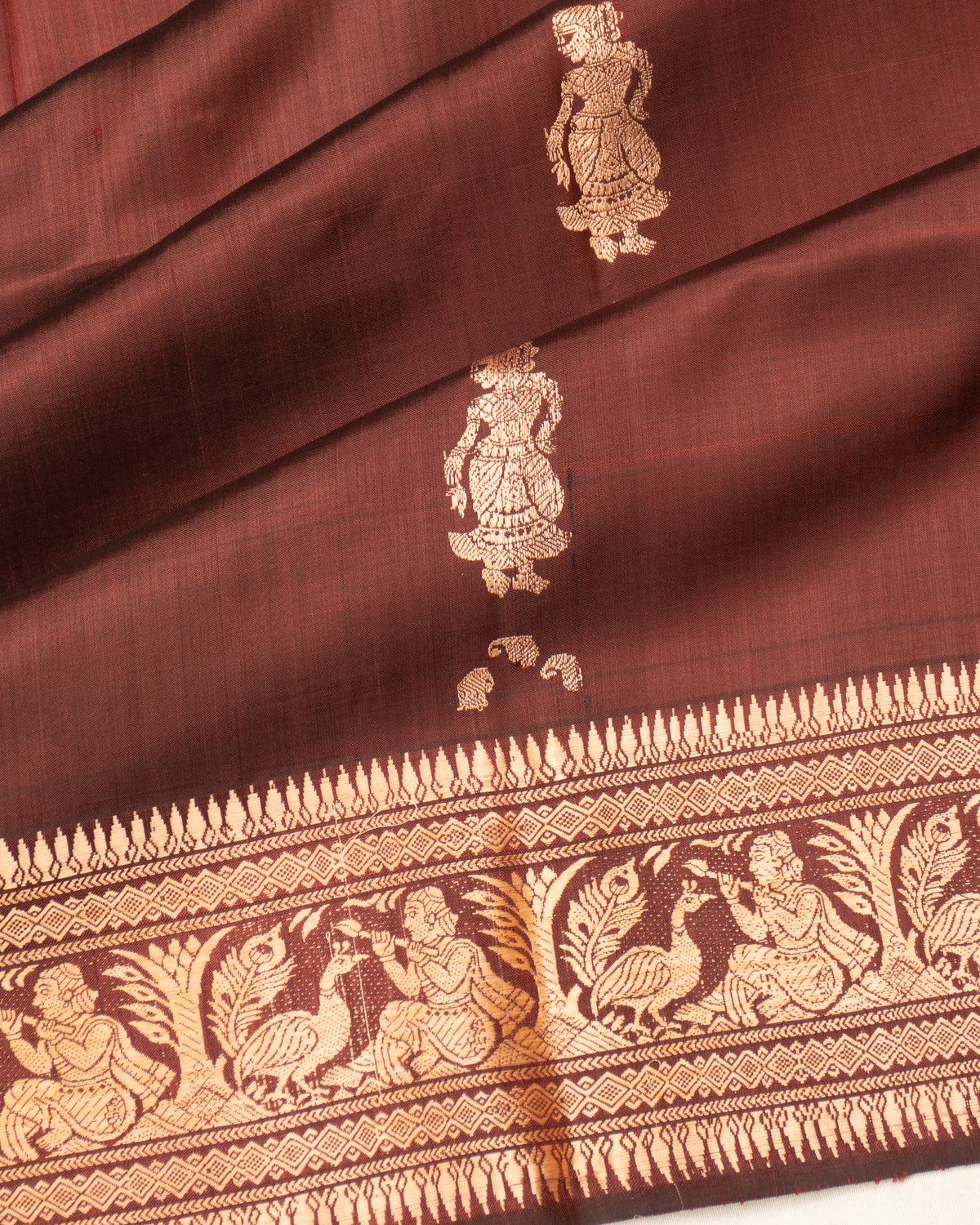 Baluchari Silk Butta Brown Saree