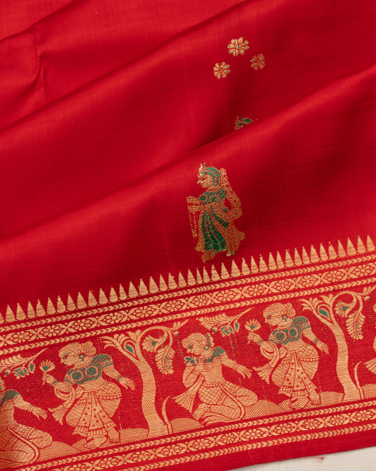Baluchari Silk Butta Red Saree
