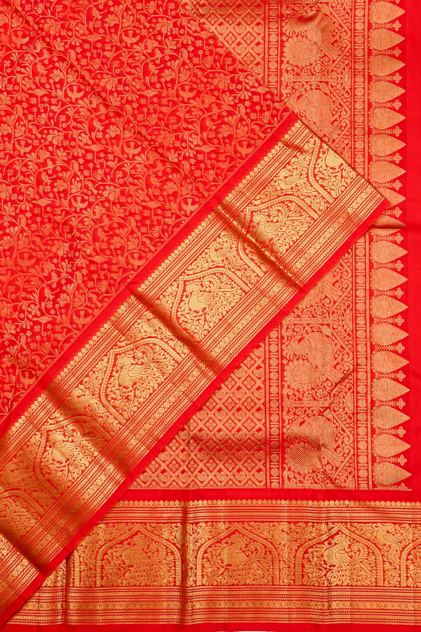 Kanchipuram Silk Brocade Red Saree