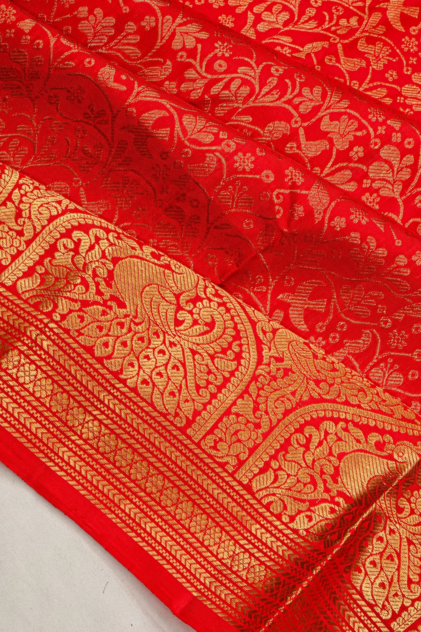 Kanchipuram Silk Brocade Red Saree
