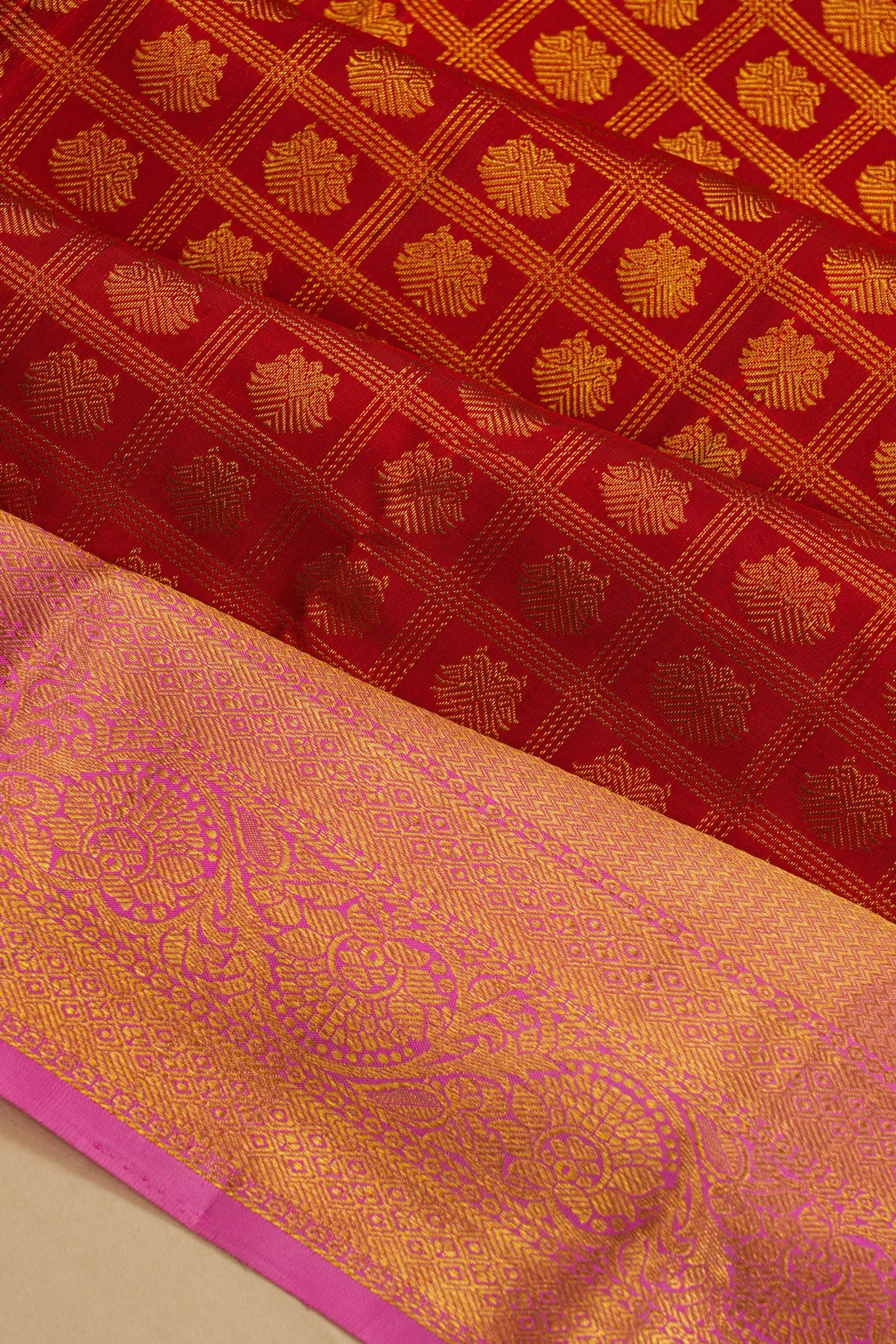 Kanchipuram Silk Brocade Red Saree