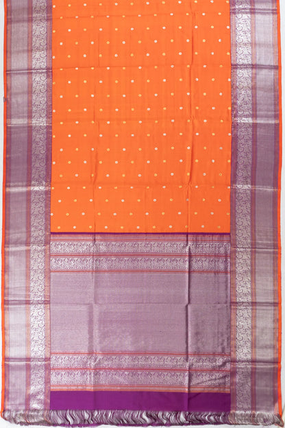 Chanderi X Kanchipuram Silk Butta Orange Saree