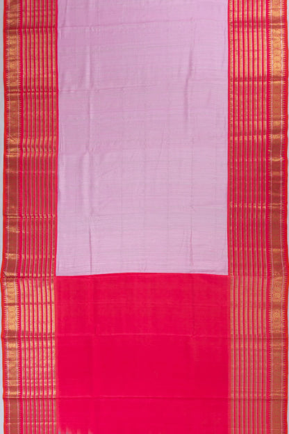 Zari Kota Cotton X Kanchipuram Silk Checks Baby Pink Saree