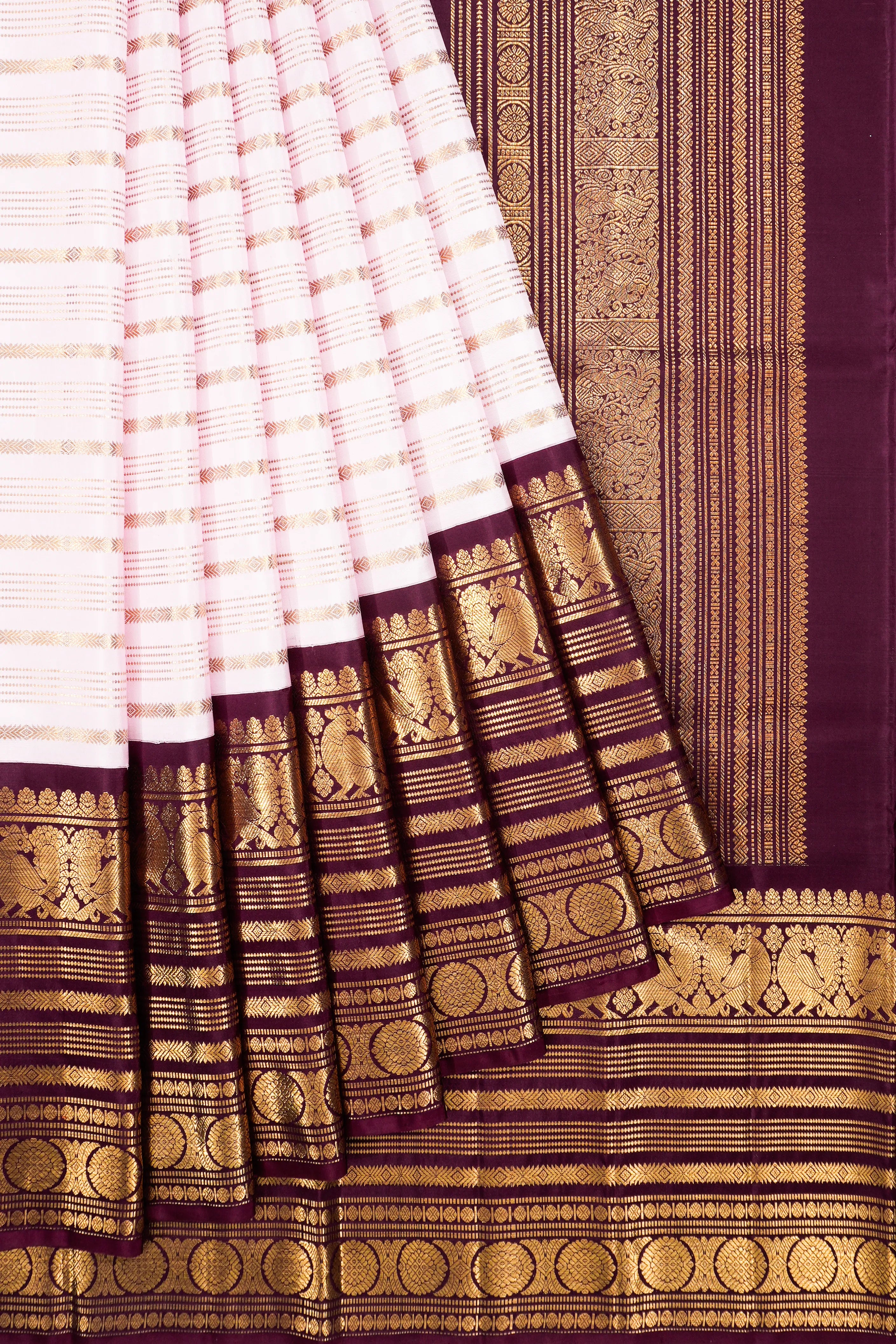 Classic Kanchipuram Silk Brocade Pastel Pink Saree