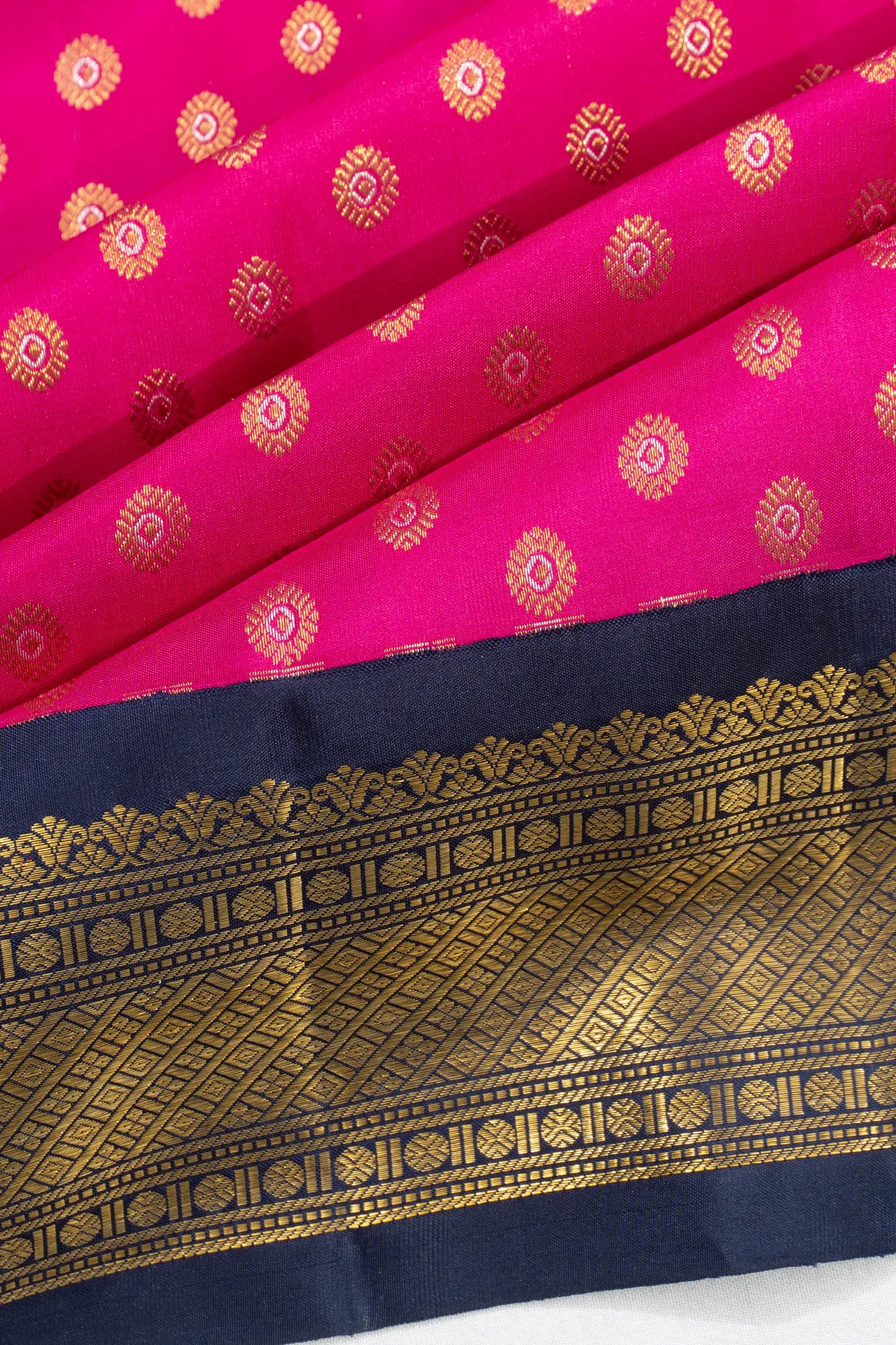 Classic Kanchipuram Silk Brocade Rani Pink Saree