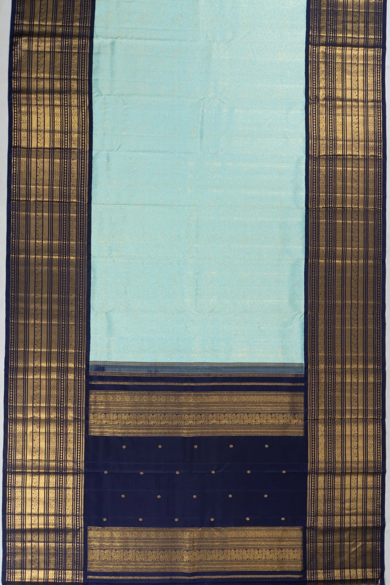 Classic Kanchipuram Silk Brocade Sky Blue Saree