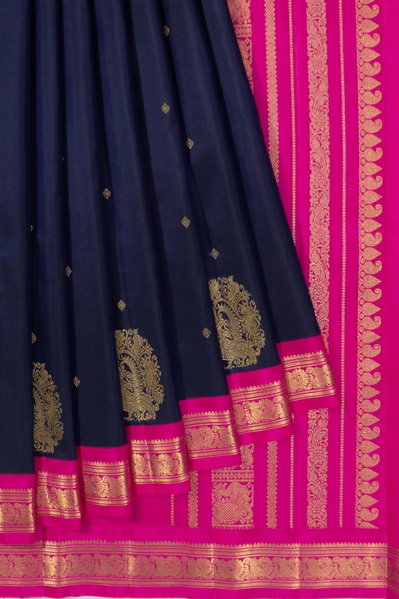 Classic Kanchipuram Silk Butta Dark Blue Saree