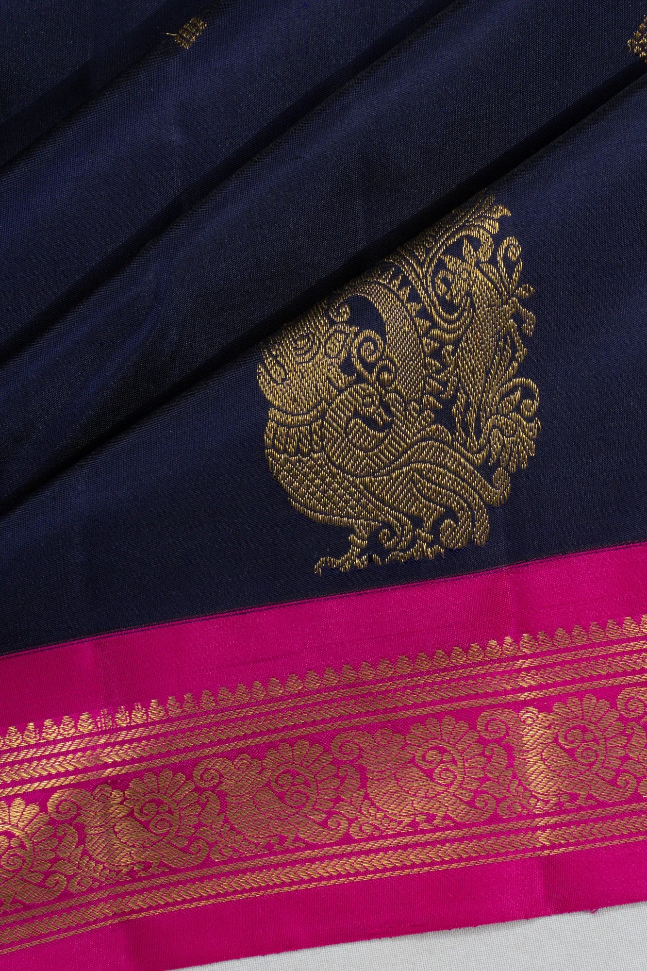 Classic Kanchipuram Silk Butta Dark Blue Saree