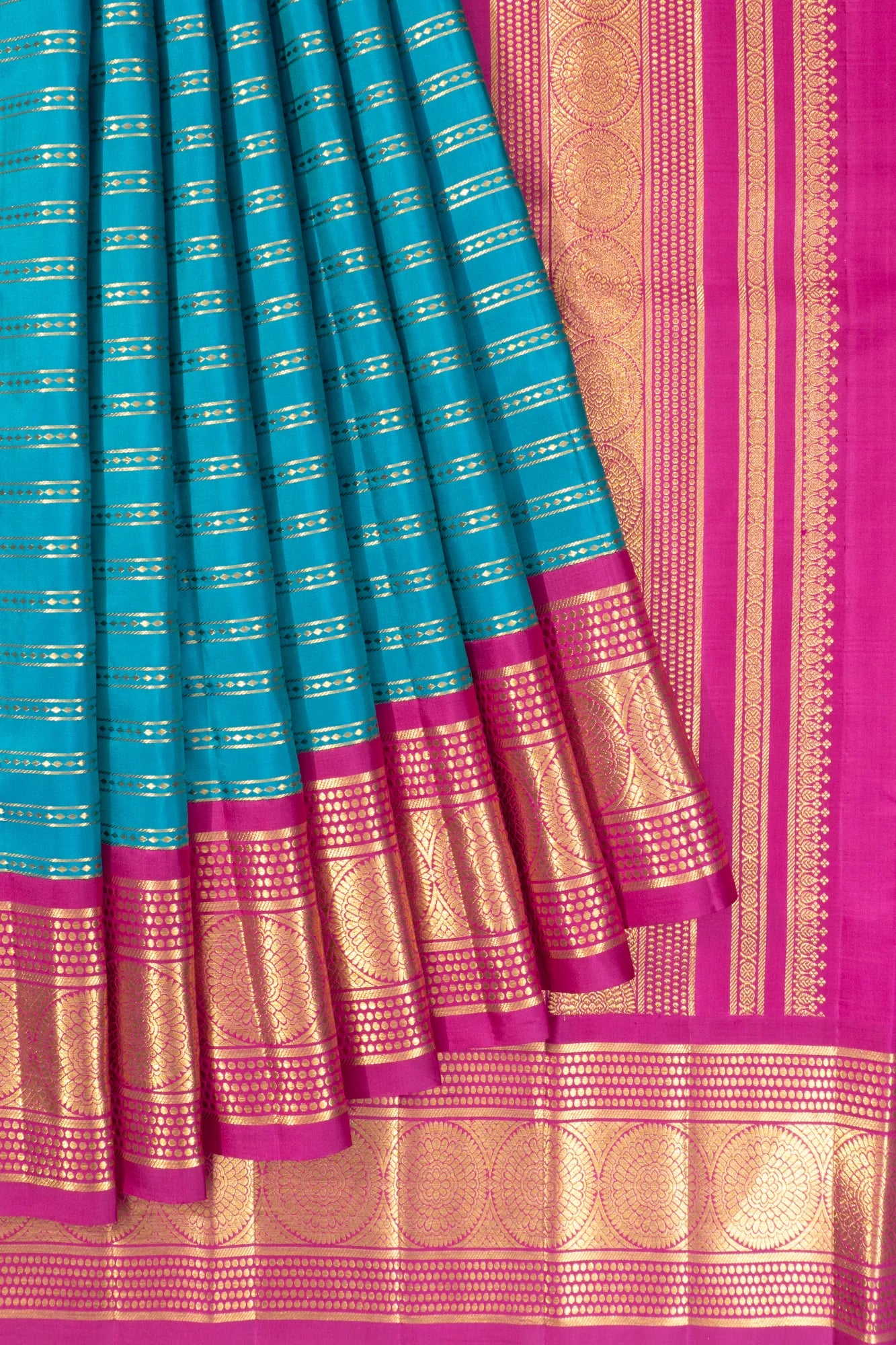 Classic Kanchipuram Silk Lines Sky Blue Saree