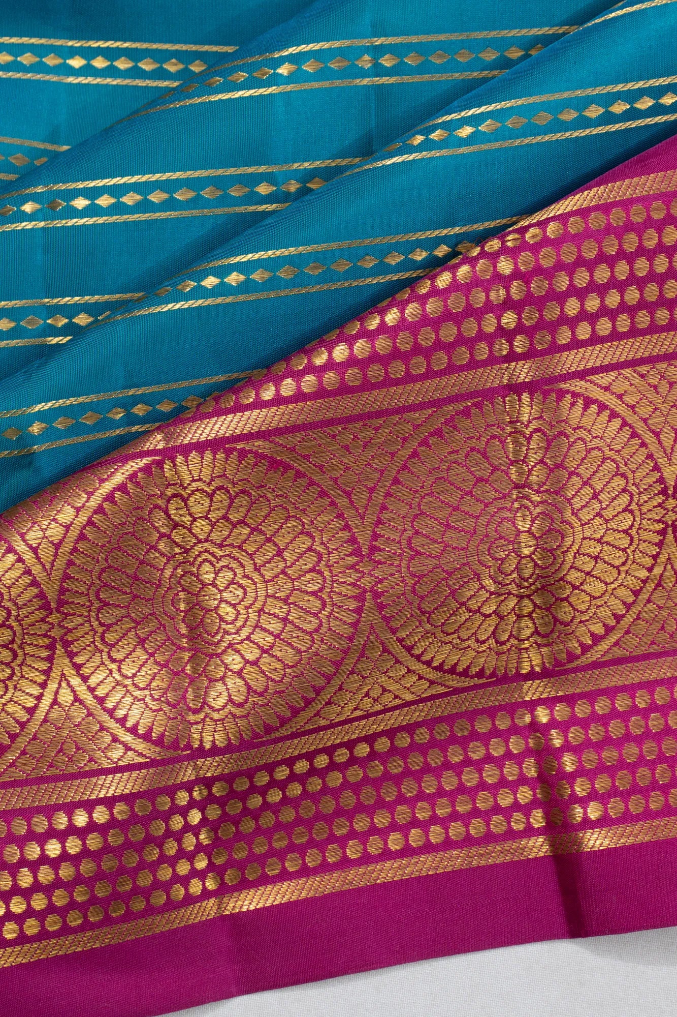Classic Kanchipuram Silk Lines Sky Blue Saree