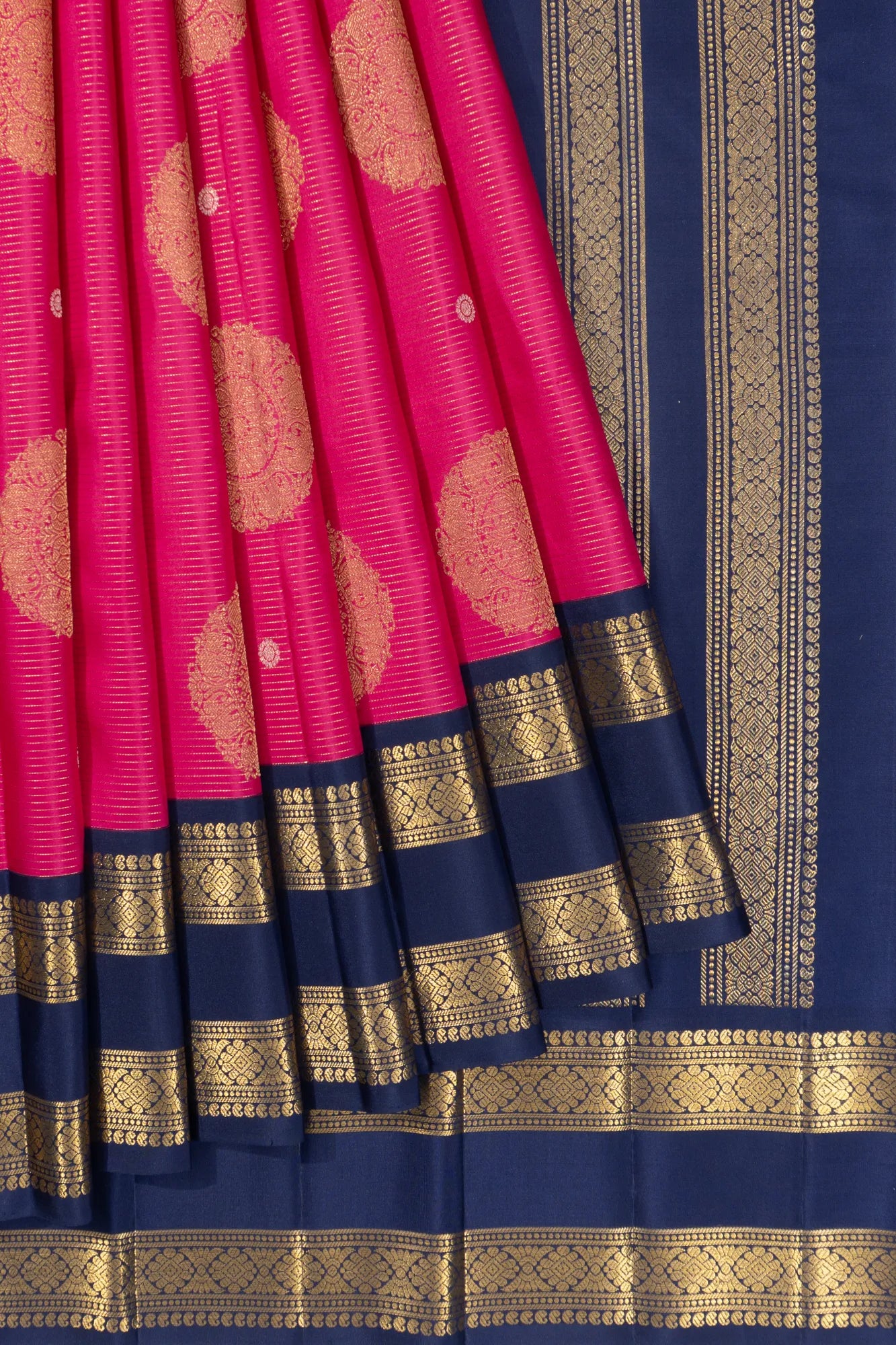 Classic Kanchipuram Silk Lines And Butta Pink Saree