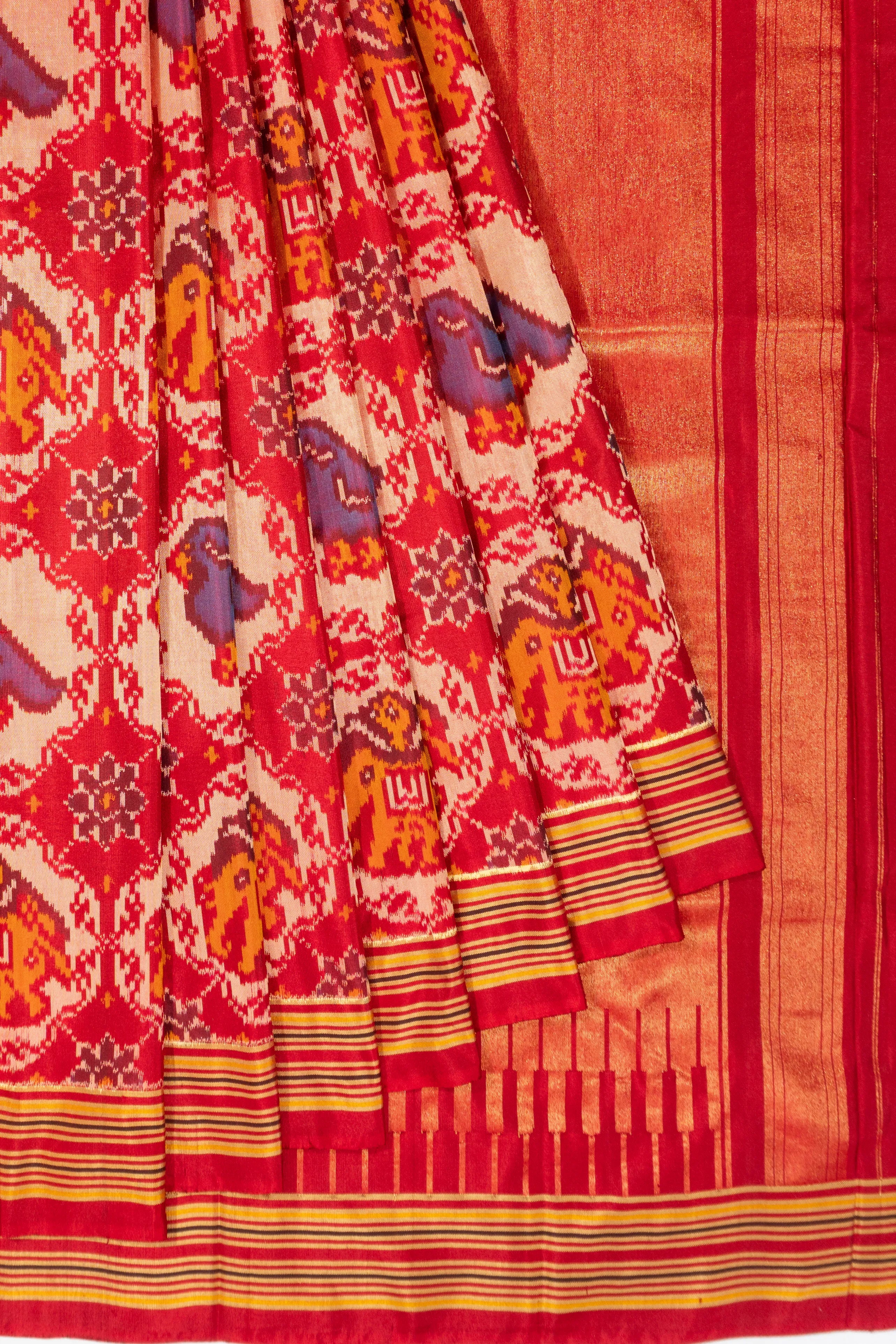 Kanchipuram Silk Ikat Cream Saree