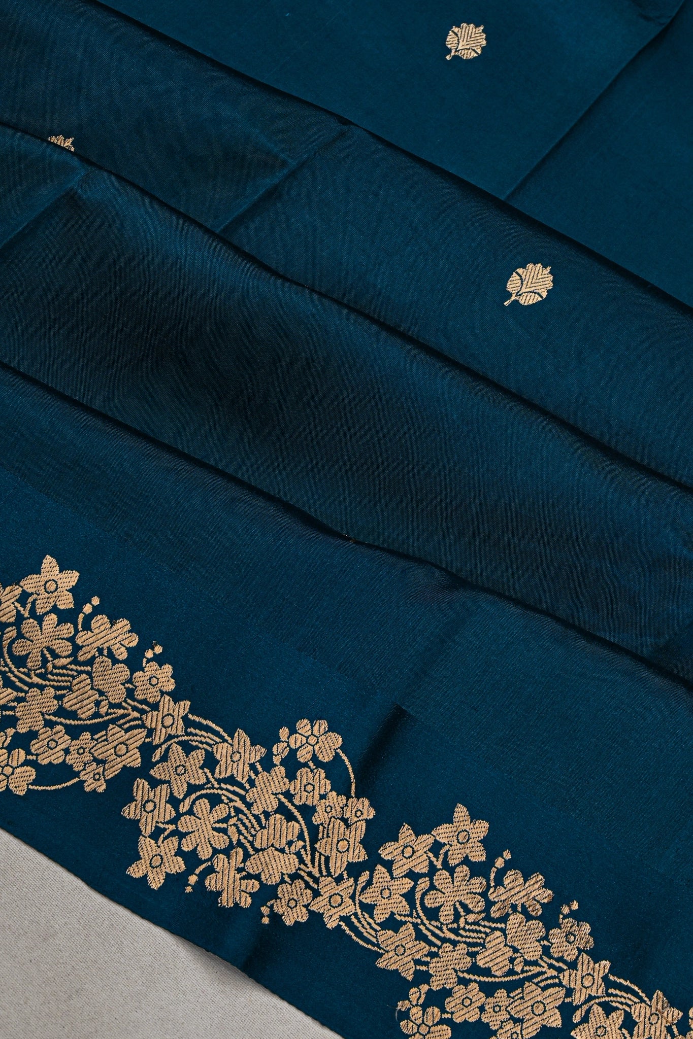 Banarasi Katan Silk Butta Teal Blue Saree