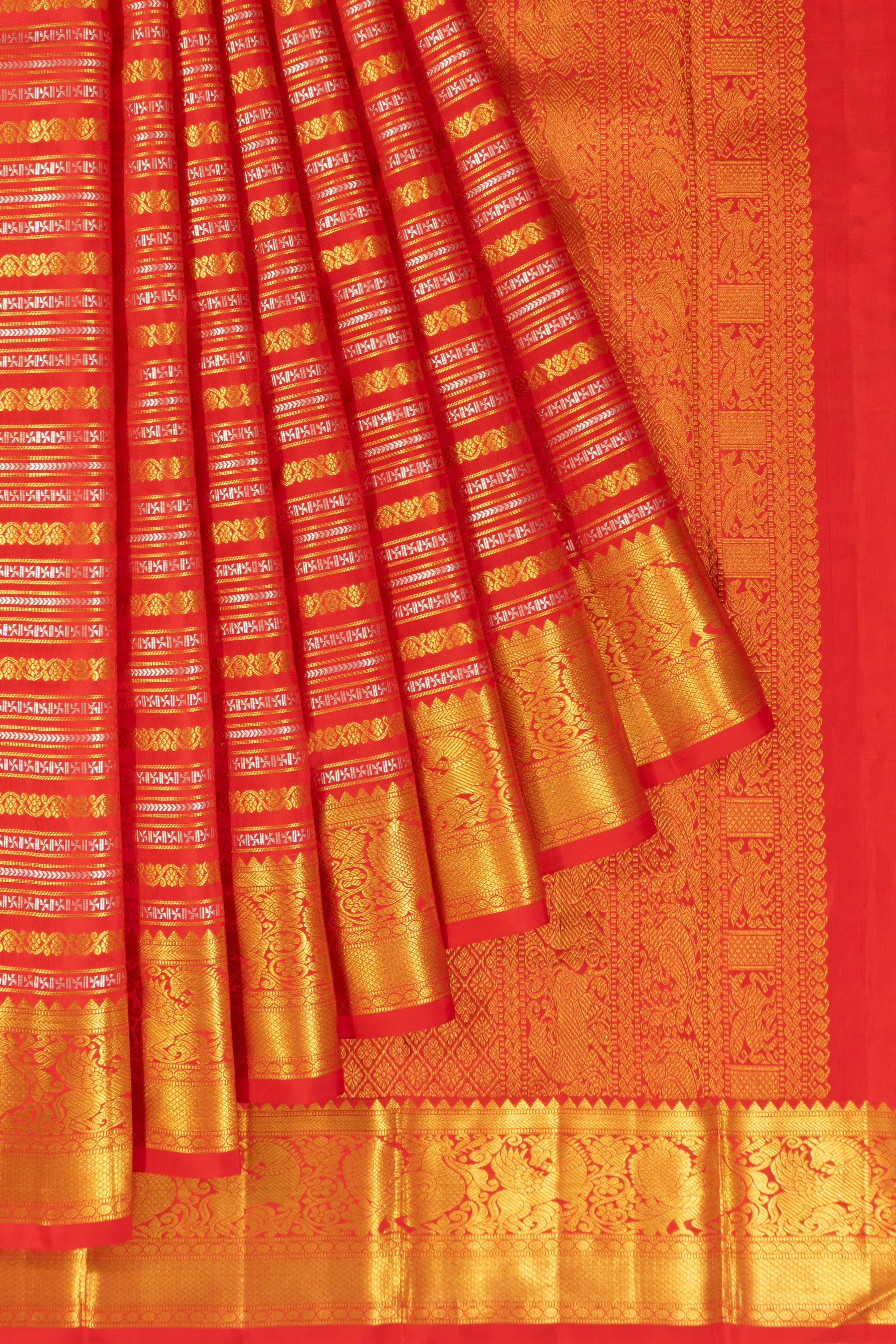 Kanchipuram Silk Brocade Red Saree
