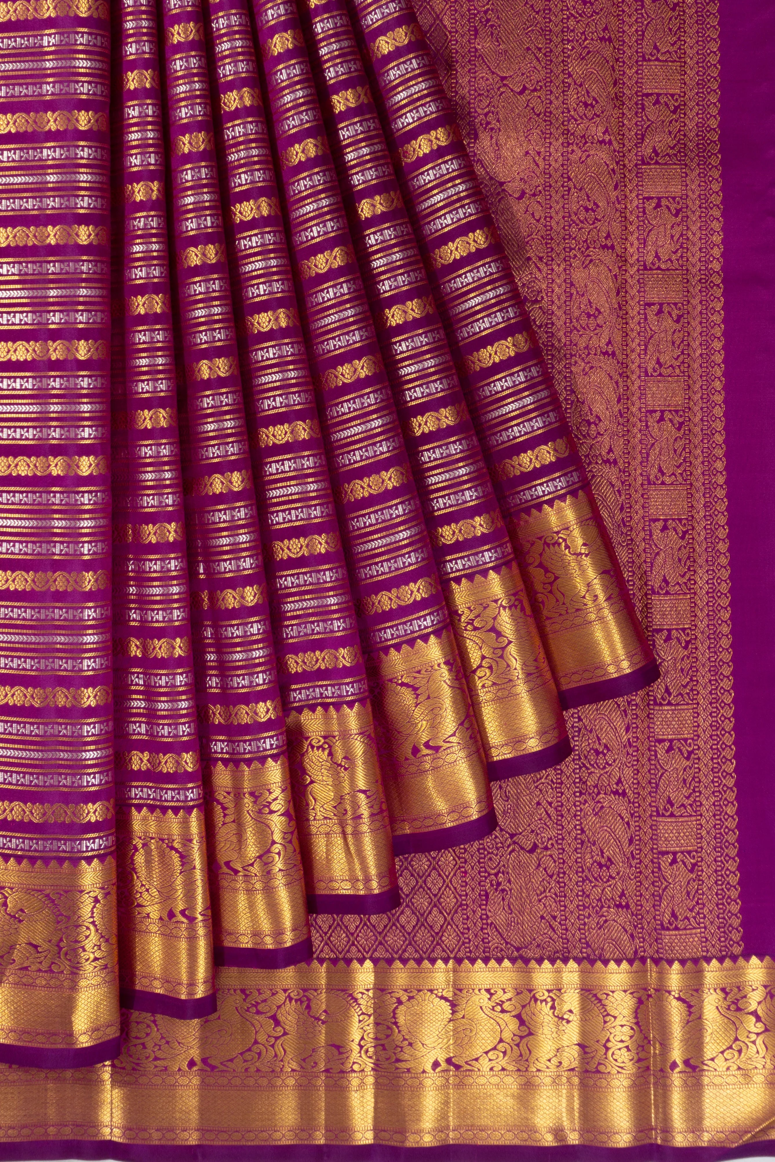 Kanchipuram Silk Brocade Purple Saree