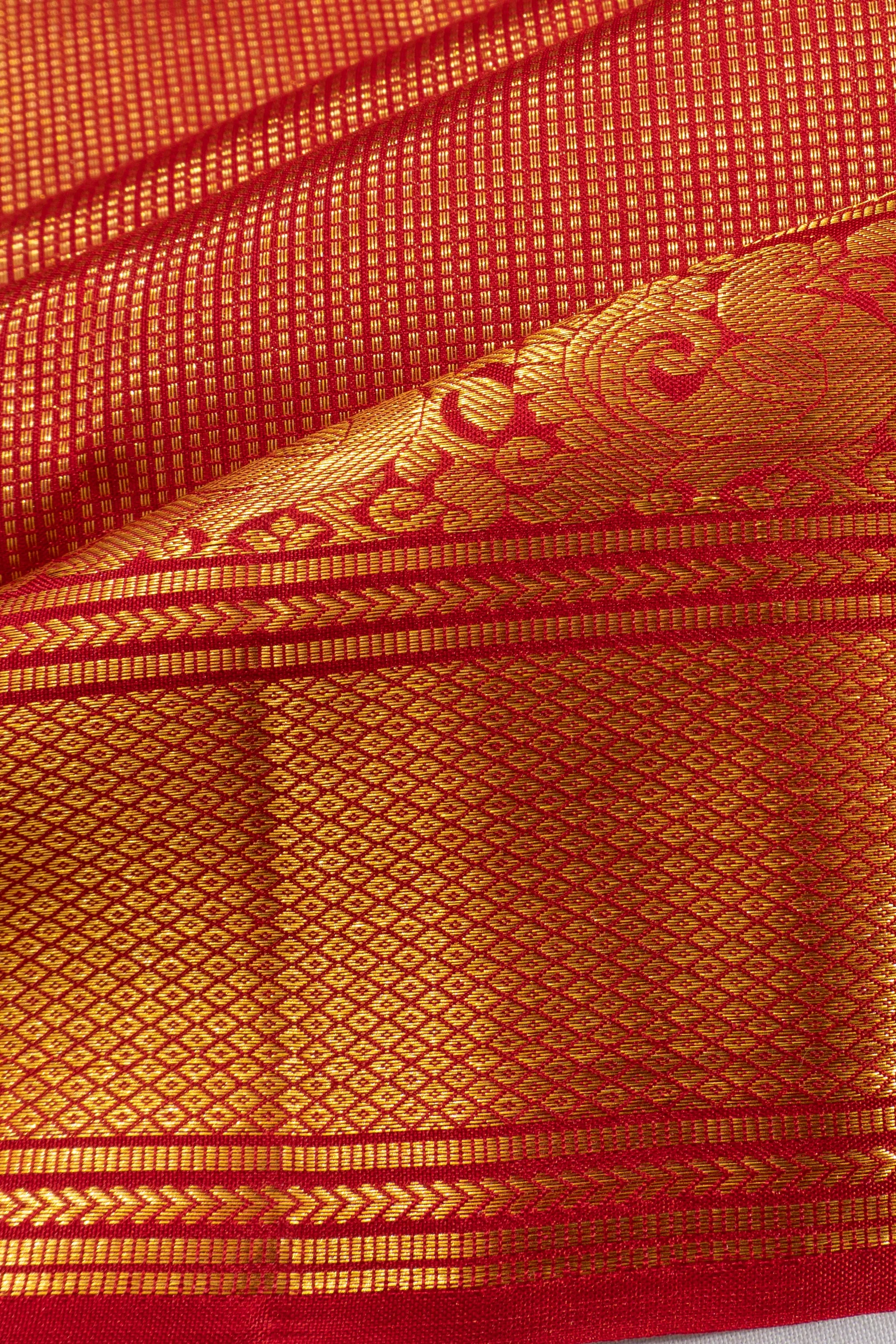 Kanchipuram Silk Brocade Red Saree