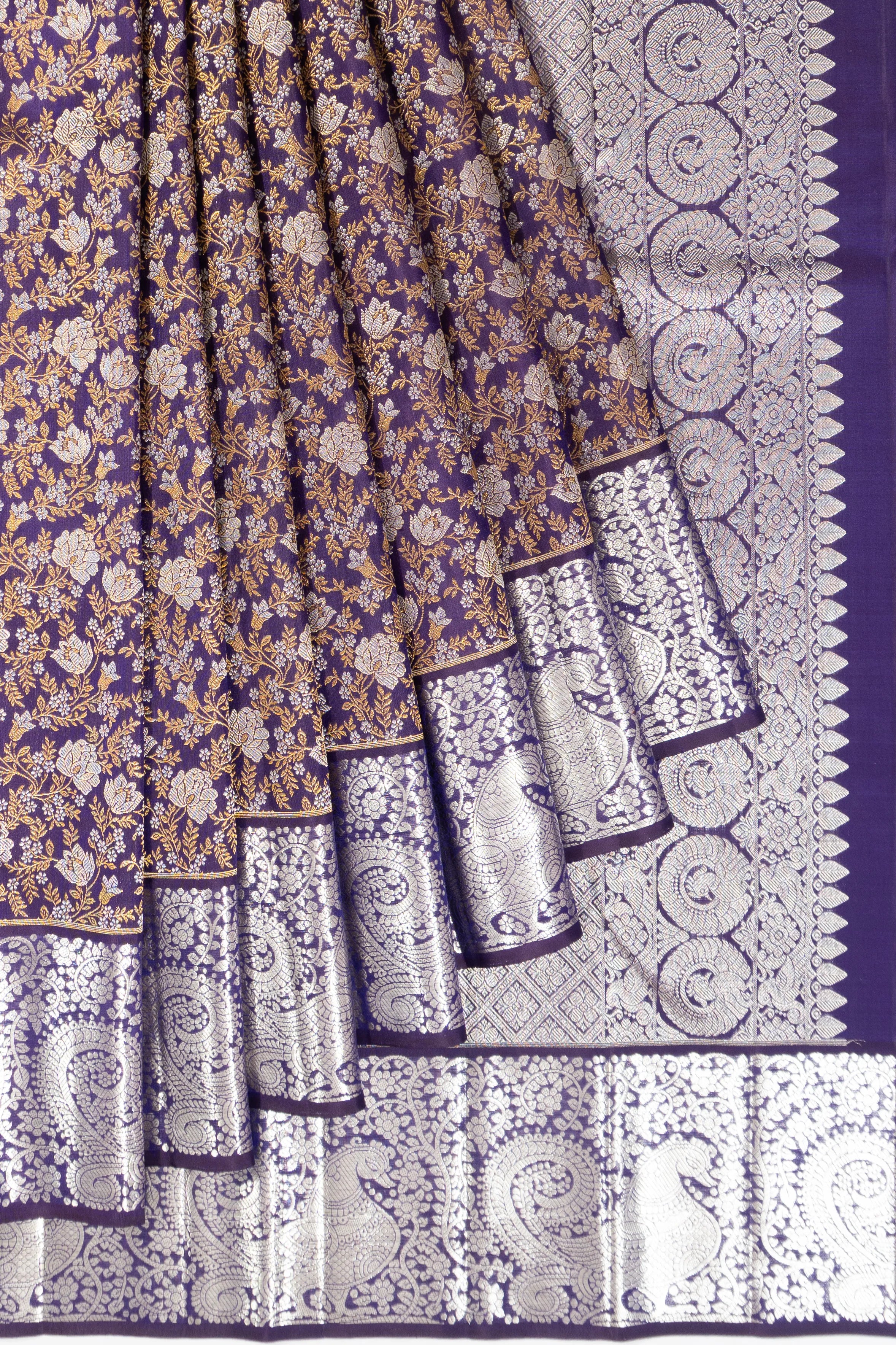 Kanchipuram Silk Brocade Violet Saree