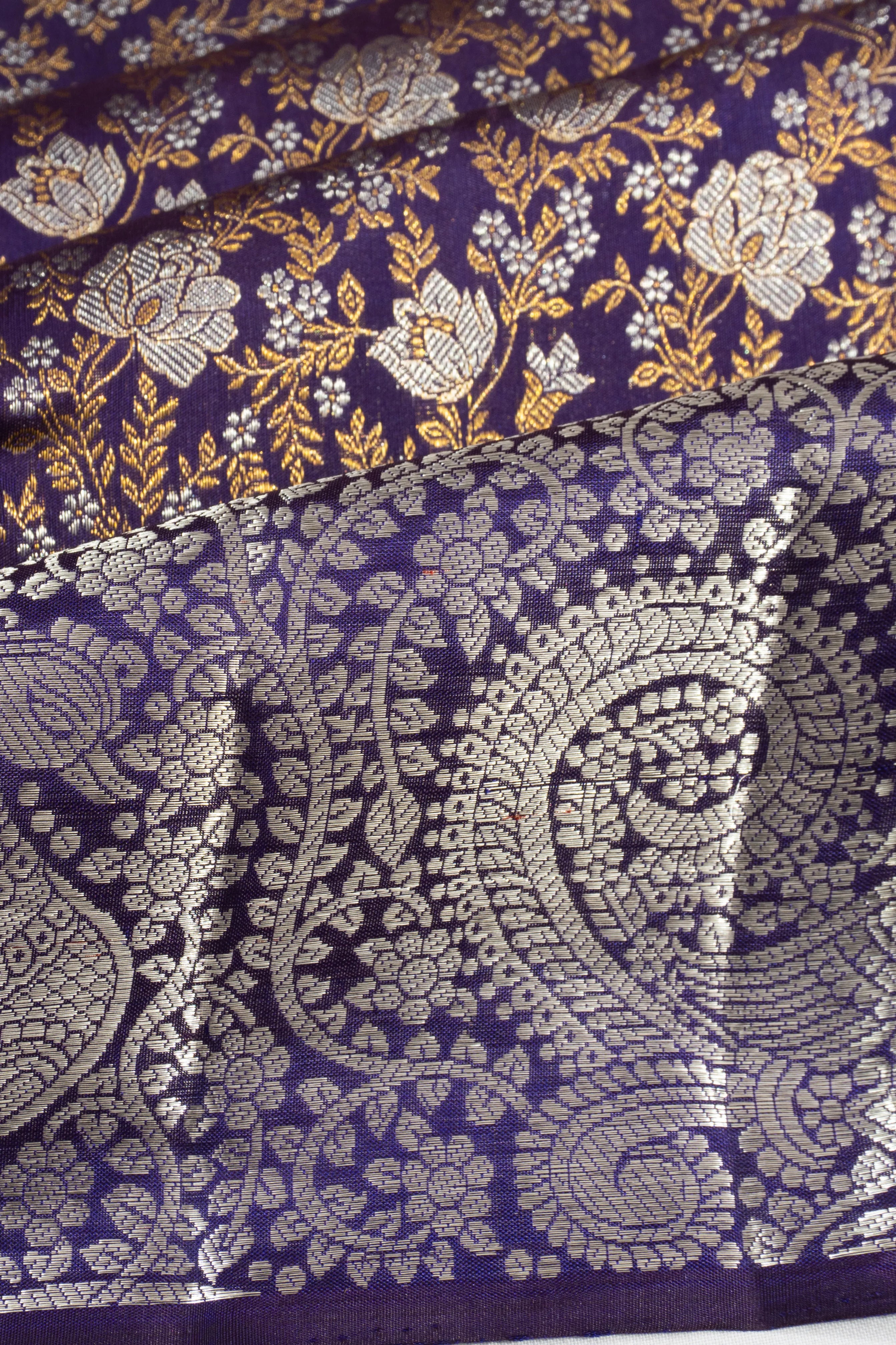 Kanchipuram Silk Brocade Violet Saree