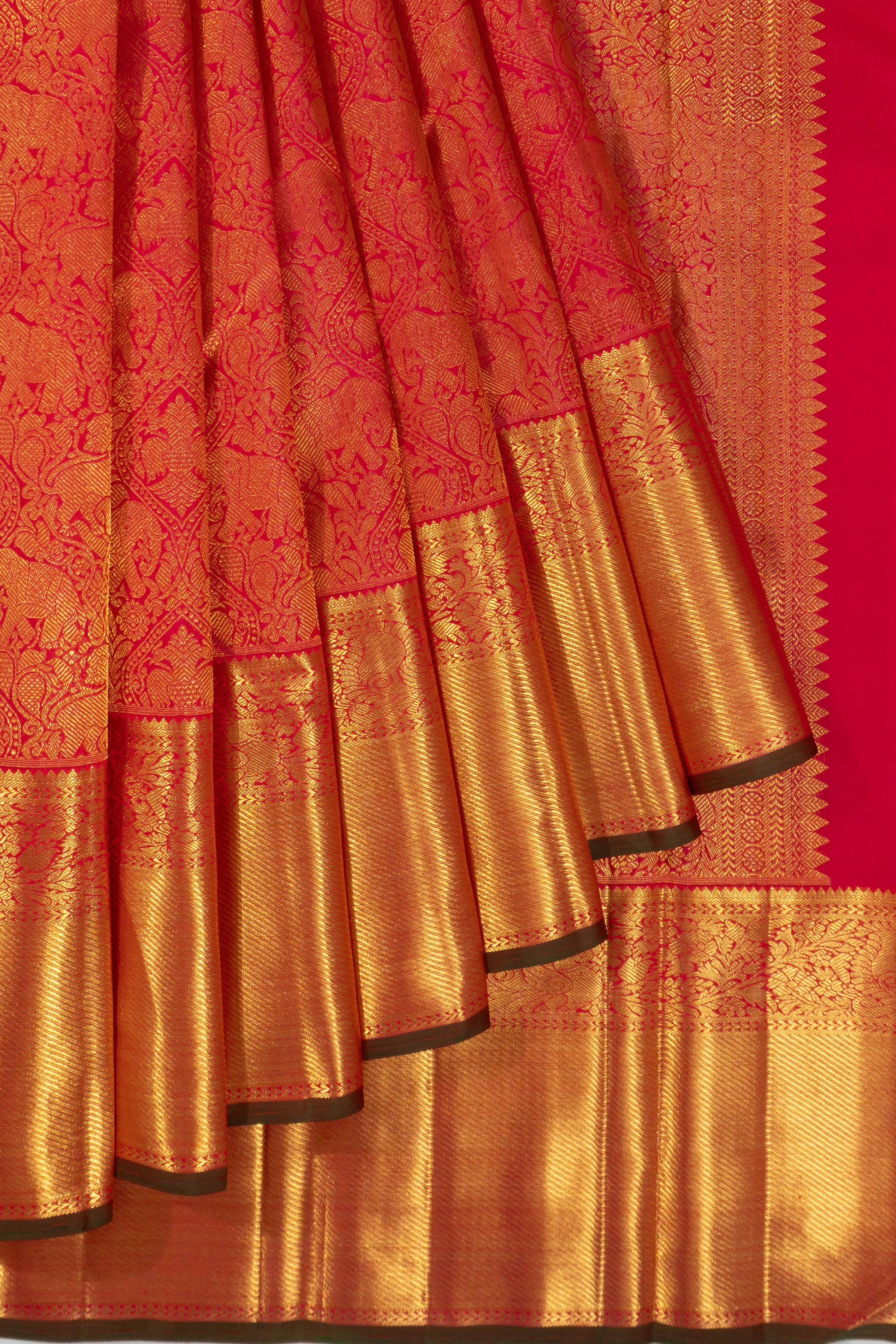 Kanchipuram Silk Brocade Pink Saree