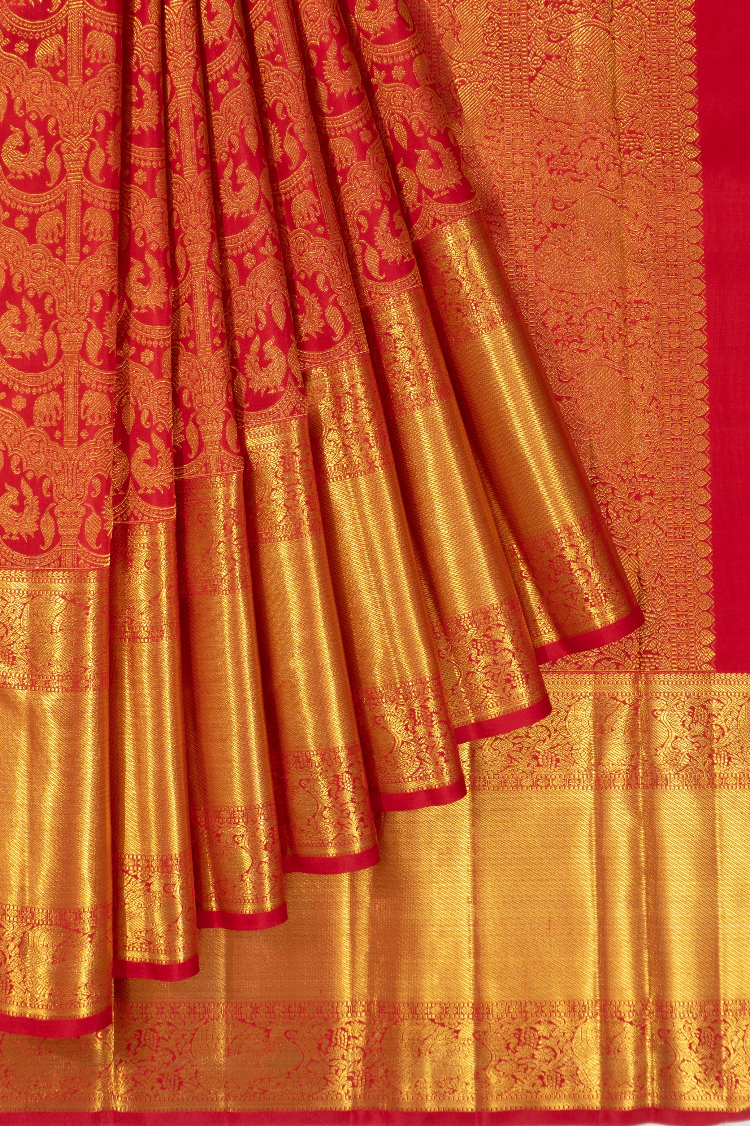 Kanchipuram Silk Brocade Red Saree