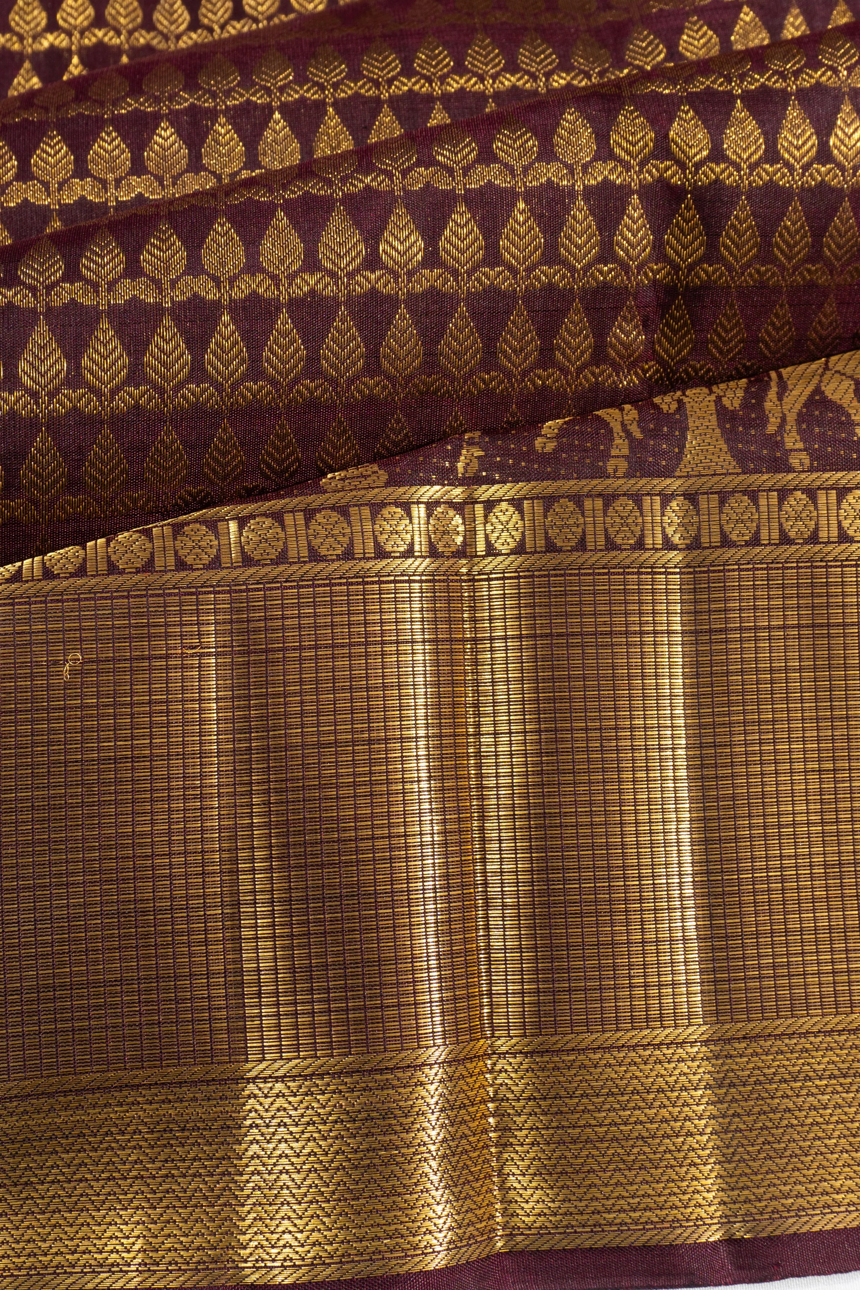 Kanchipuram Silk Brocade Brown Saree