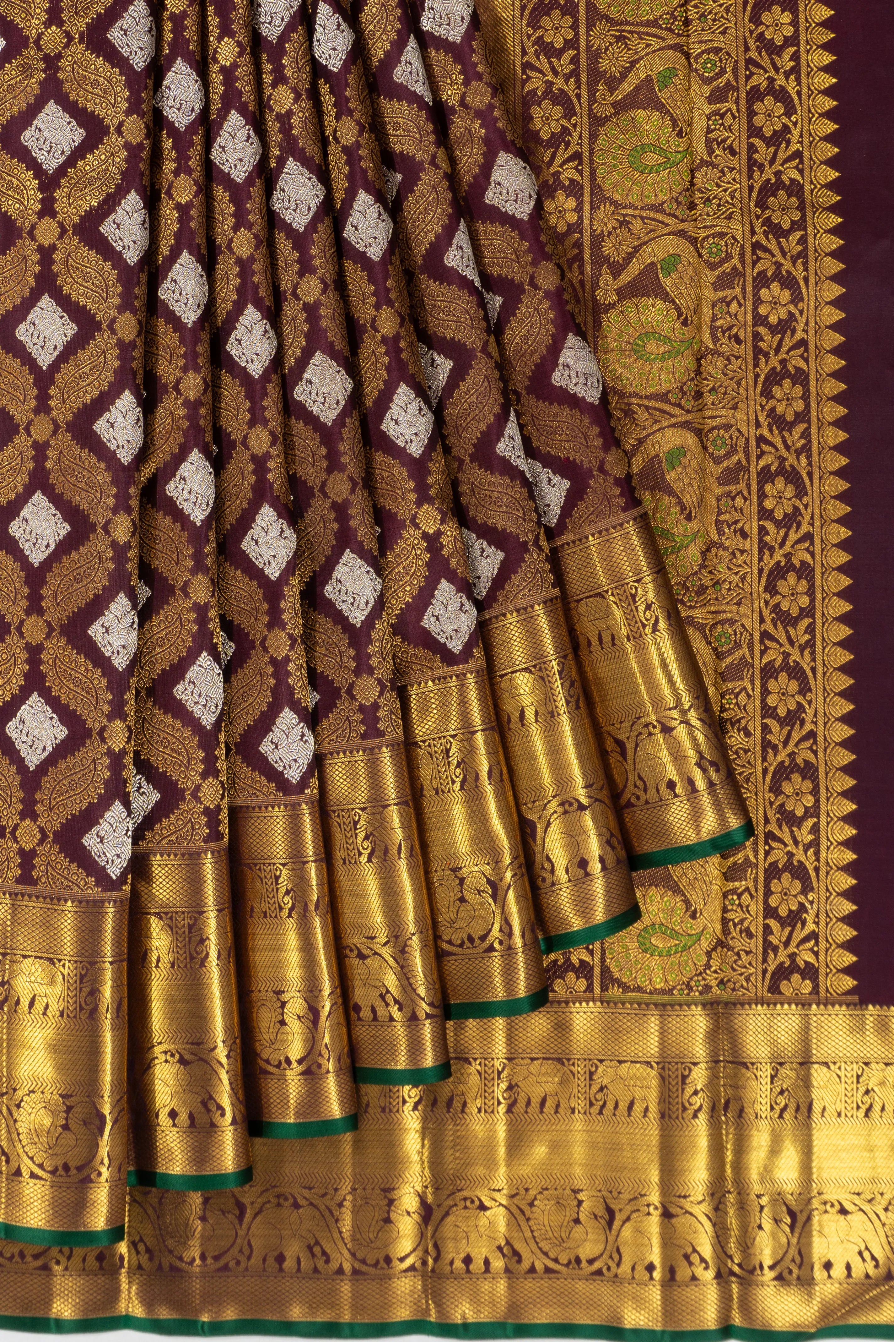 Kanchipuram Silk Brocade Burgundy Saree