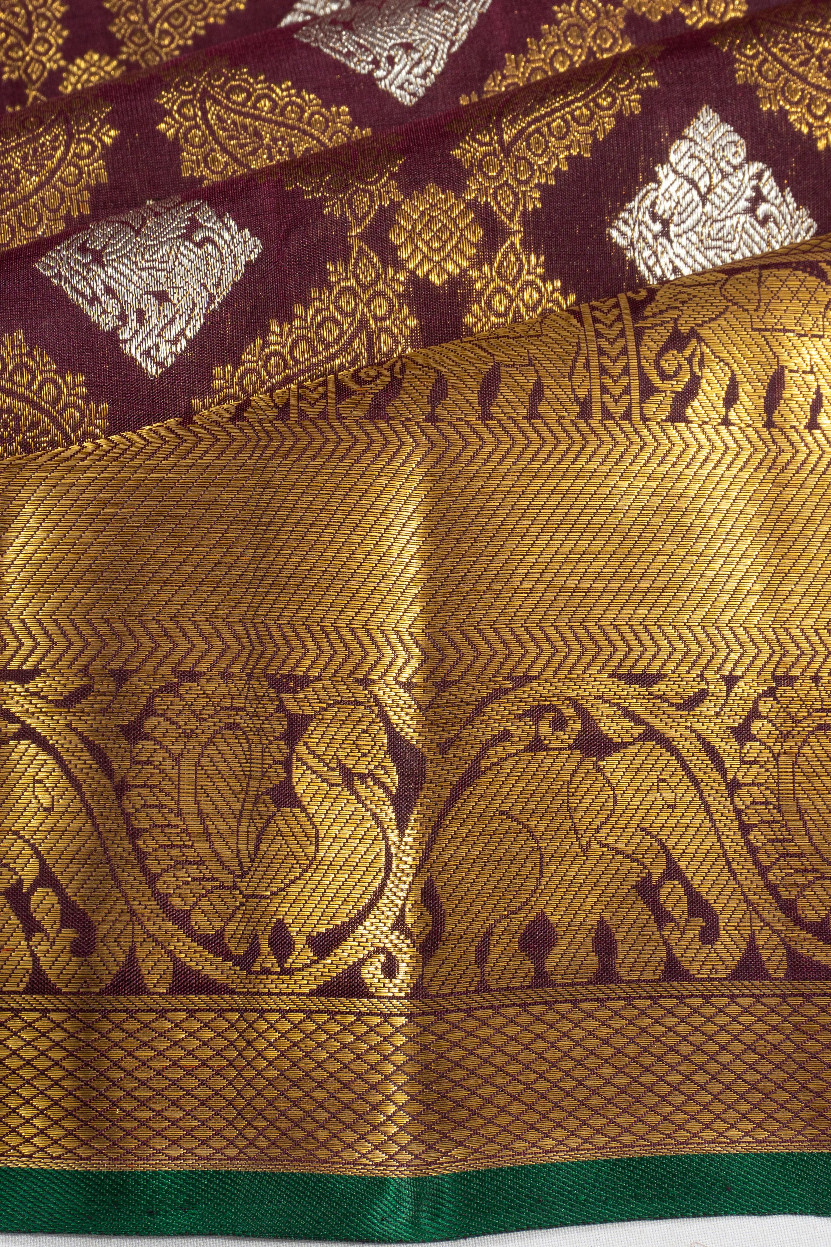 Kanchipuram Silk Brocade Burgundy Saree