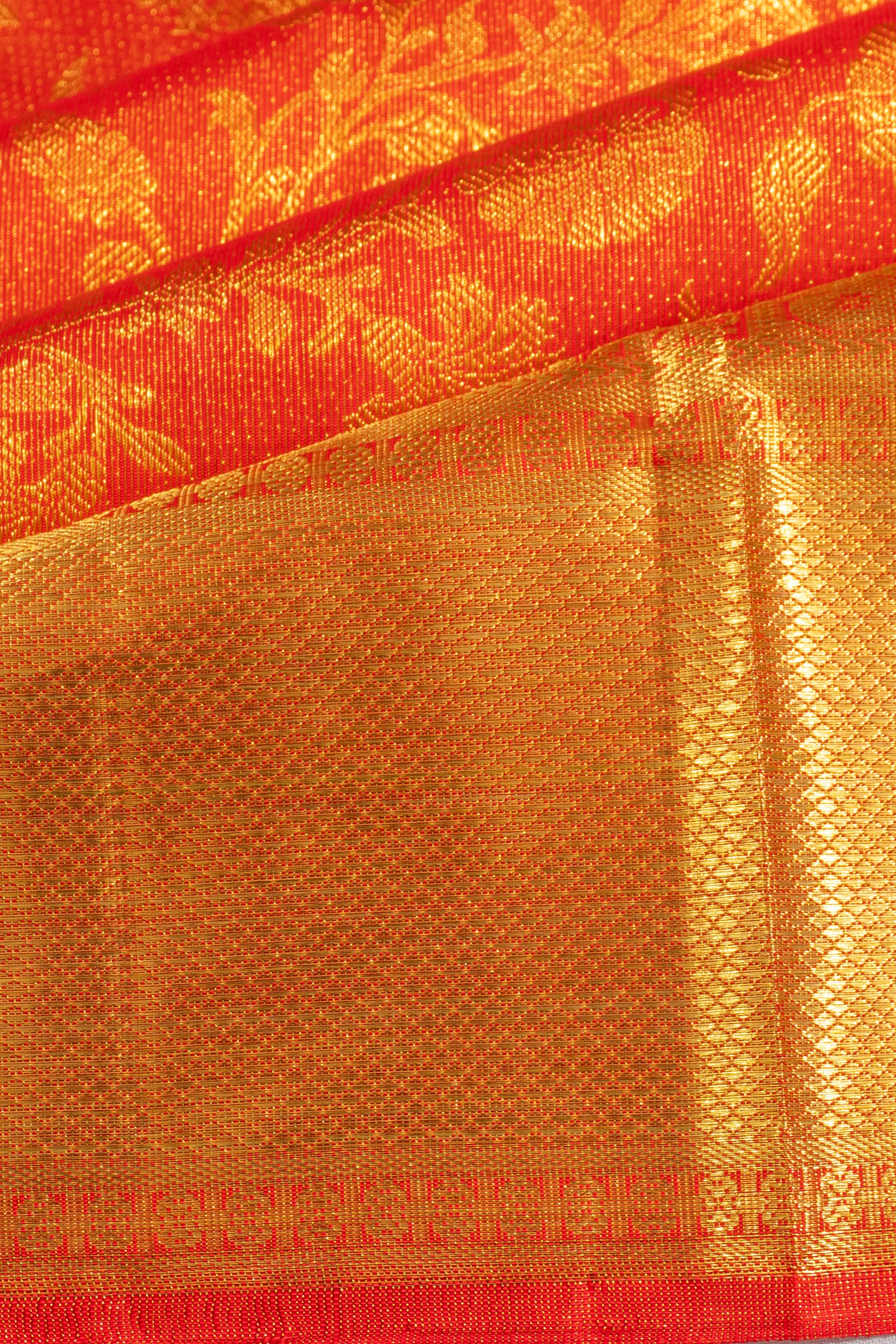 Kanchipuram Silk Tissue Jaal Red Saree