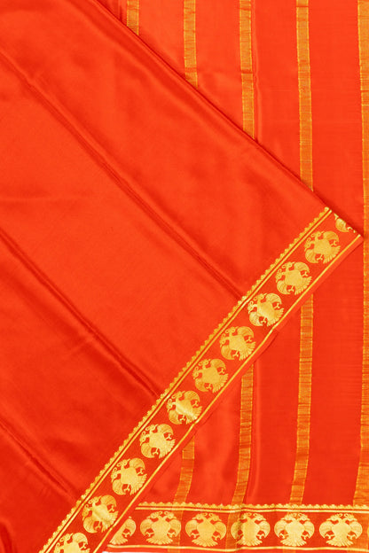Binny Silk Plain Orange Saree With Gandabherunda Border