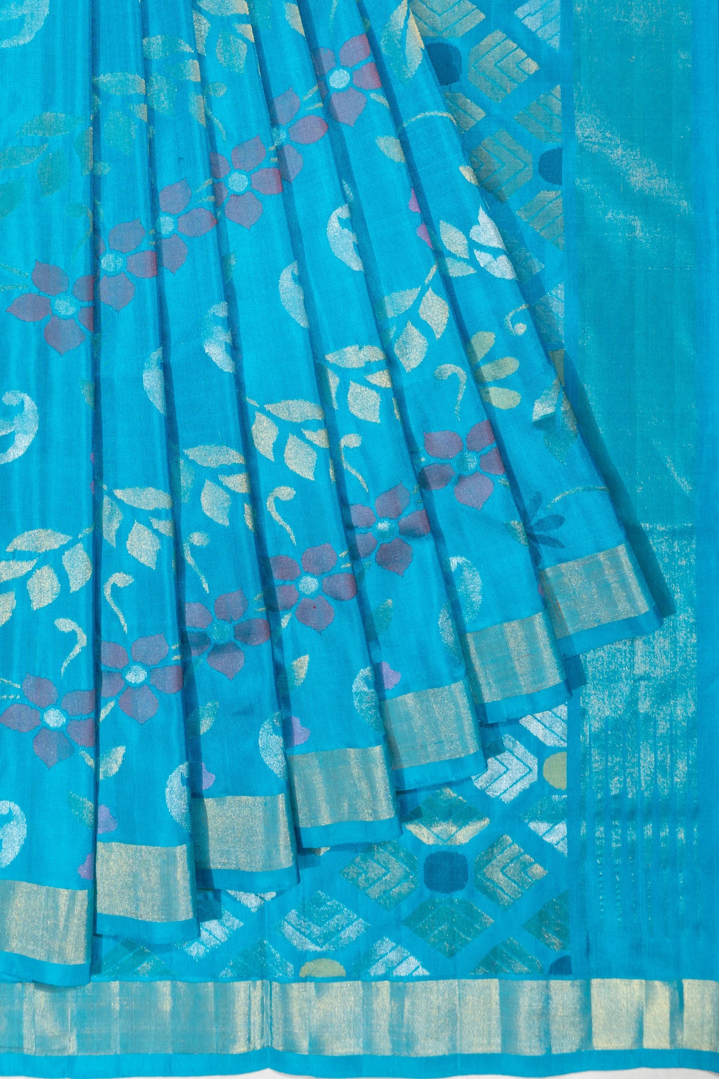 Uppada Silk All Over Jamdani Sky Blue Saree