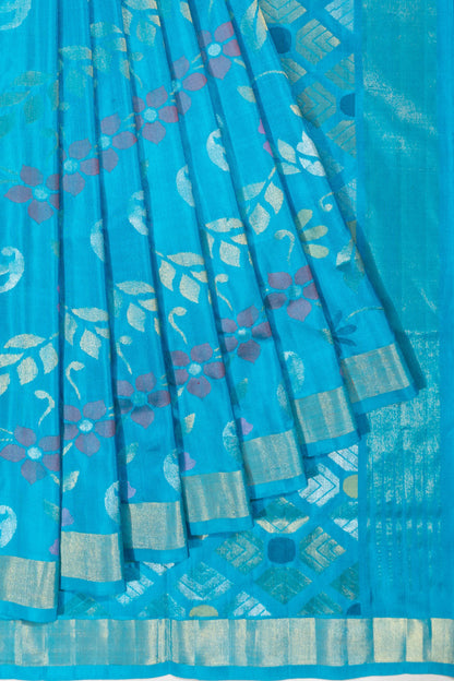 Uppada Silk All Over Jamdani Sky Blue Saree