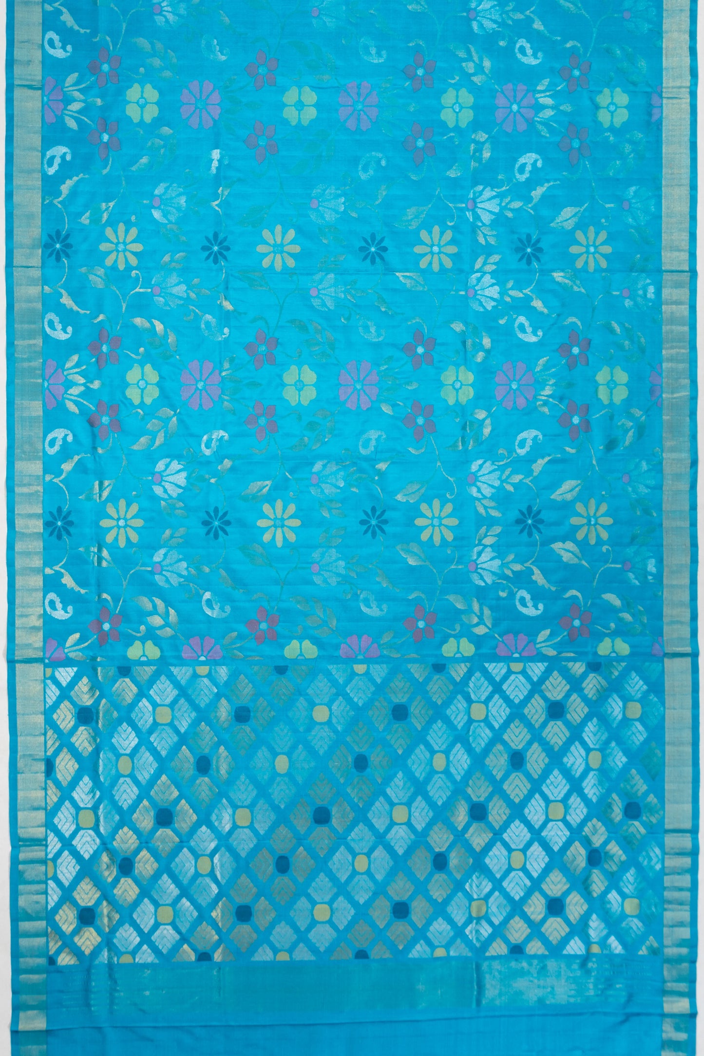 Uppada Silk All Over Jamdani Sky Blue Saree