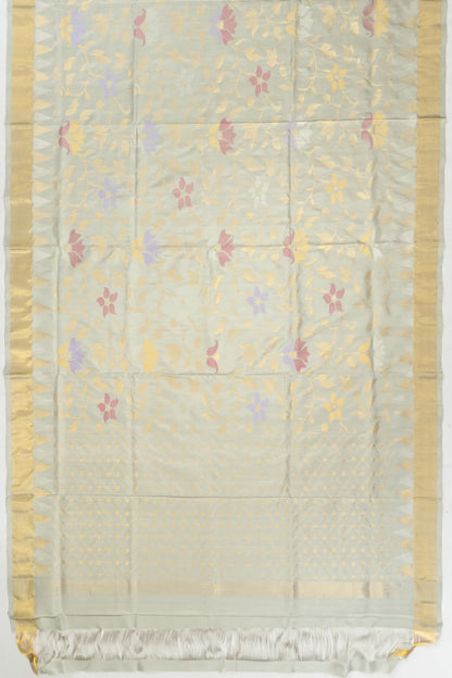 Uppada Silk All Over Jamdani Pastel Grey Saree