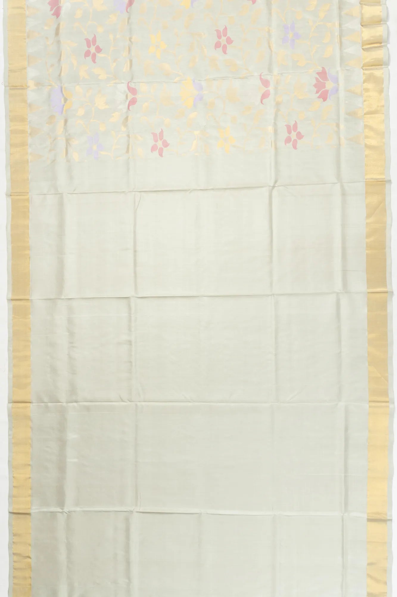 Uppada Silk All Over Jamdani Pastel Grey Saree