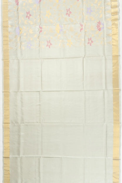Uppada Silk All Over Jamdani Pastel Grey Saree