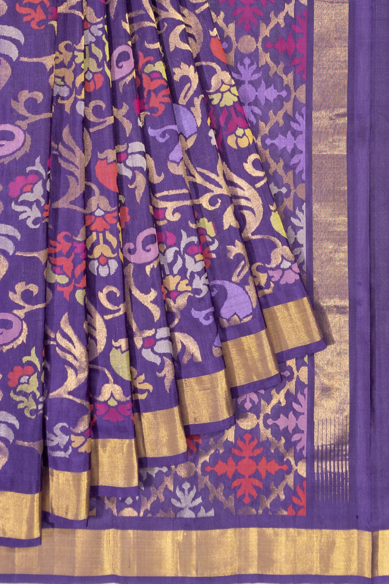 Uppada Silk All Over Jamdani Violet Saree