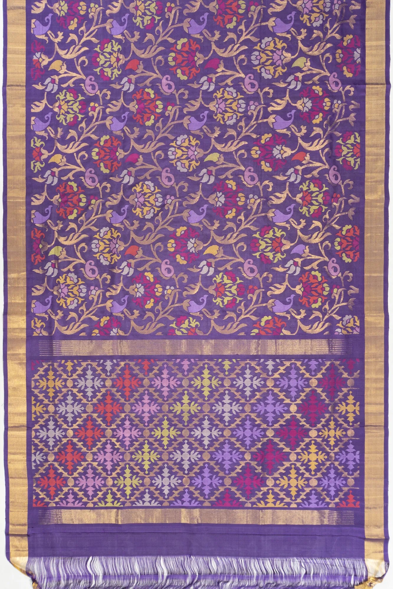 Uppada Silk All Over Jamdani Violet Saree