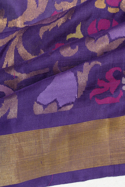 Uppada Silk All Over Jamdani Violet Saree