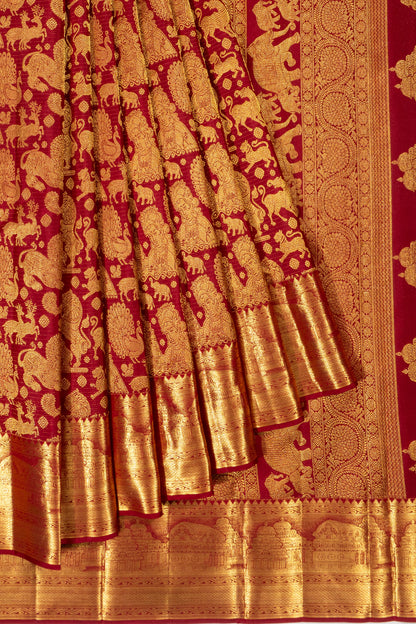 Kanchipuram Silk Brocade Maroon Saree