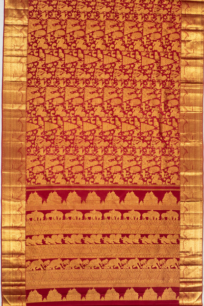 Kanchipuram Silk Brocade Maroon Saree