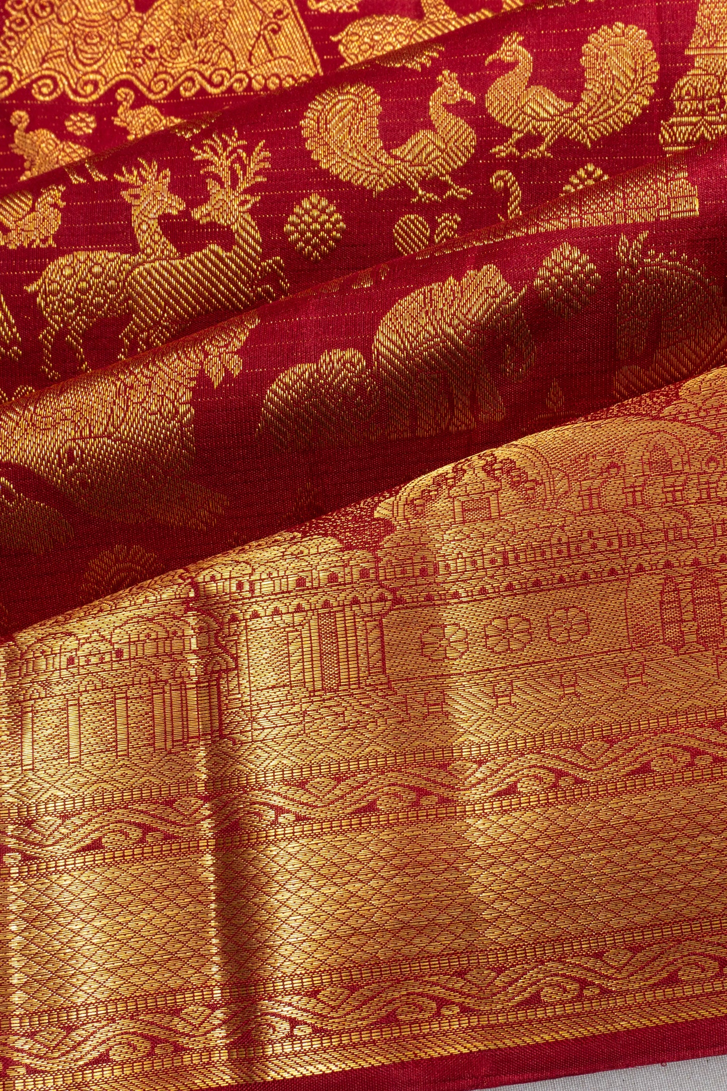 Kanchipuram Silk Brocade Maroon Saree