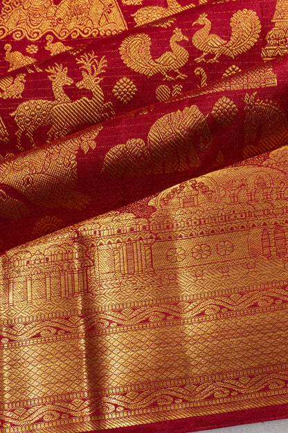 Kanchipuram Silk Brocade Maroon Saree