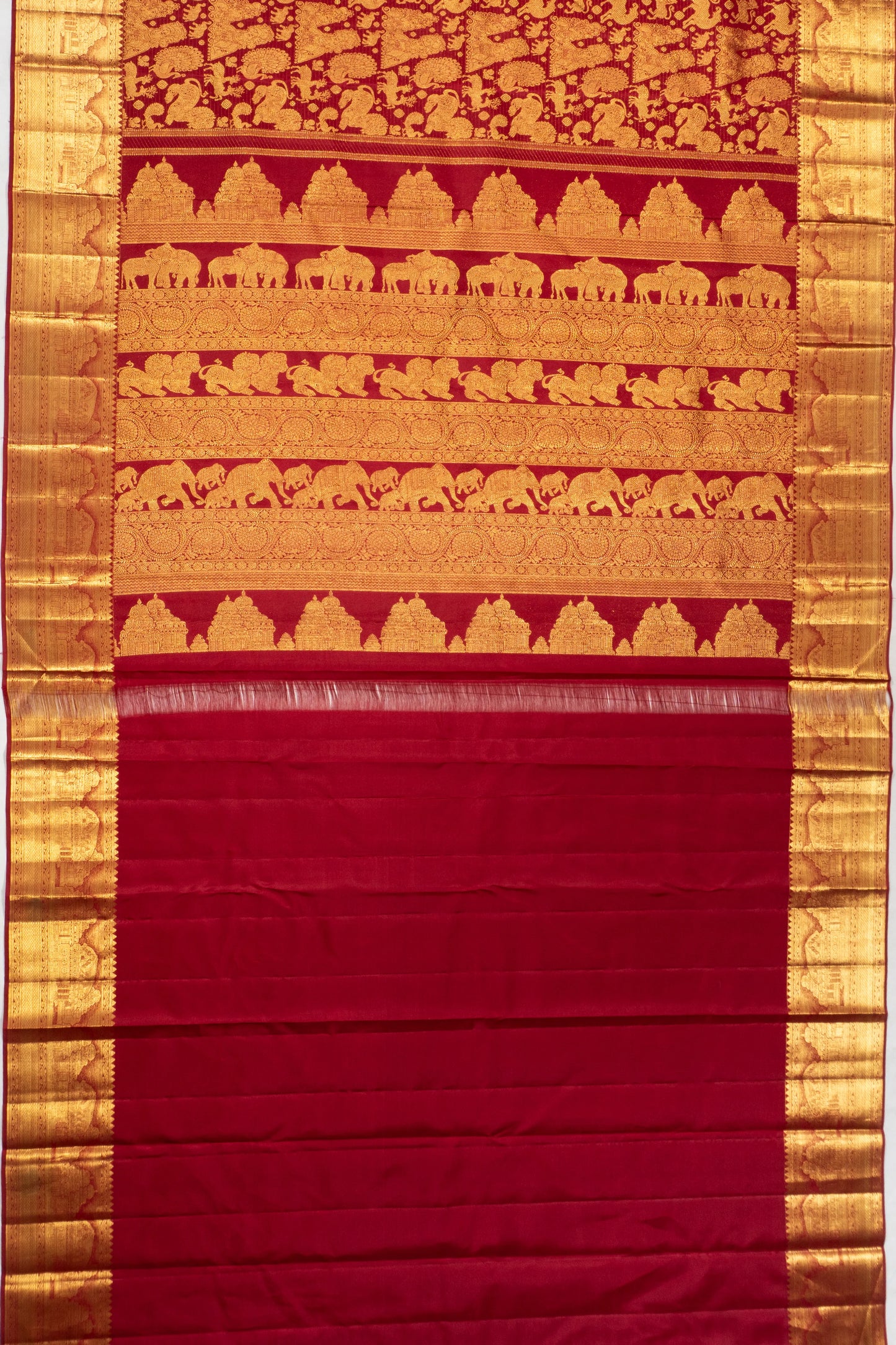 Kanchipuram Silk Brocade Maroon Saree