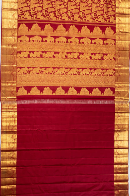 Kanchipuram Silk Brocade Maroon Saree