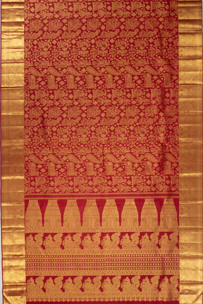 Kanchipuram Silk Brocade Maroon Saree
